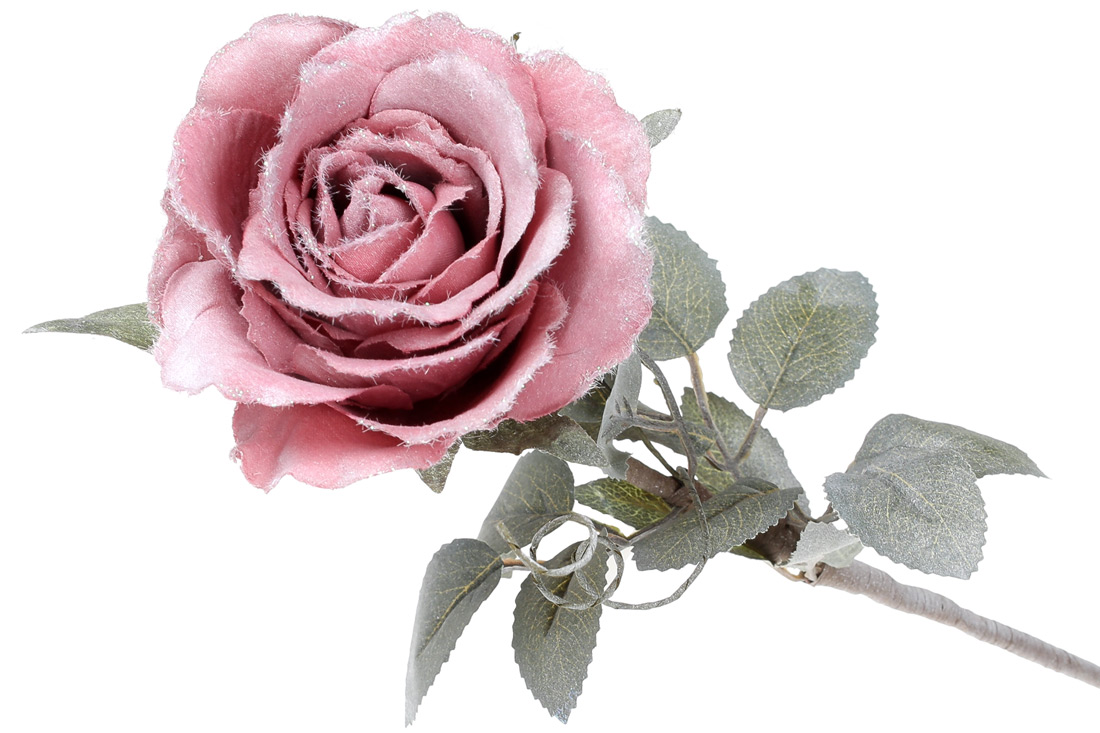 Декоративна штучна квітка Троянда, 10*76см, колір - темно-рожевий