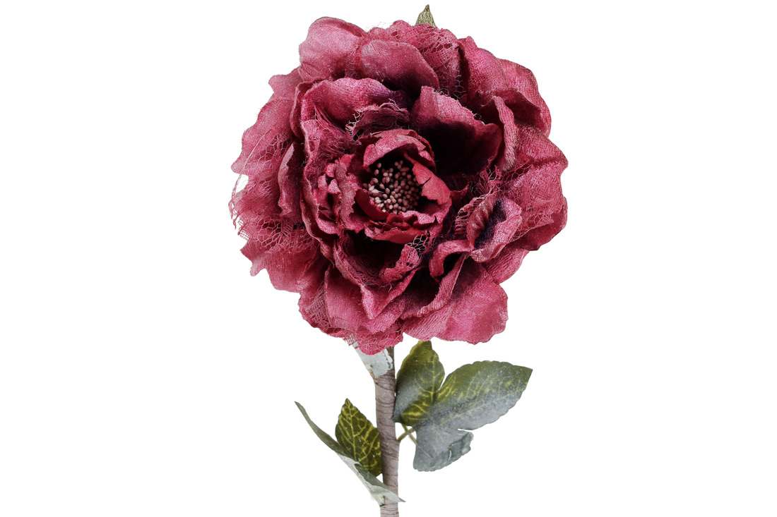 Декоративна штучна квітка Півонія на довжині ніжці, 60см, колір - холодний червоний