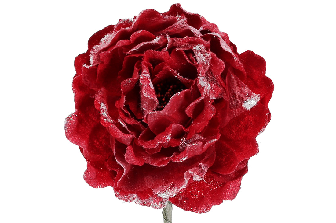 Декоративна штучна квітка Троянда, 13см, колір - холодна червона