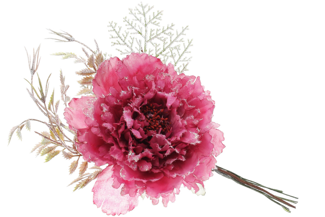 Декоративна штучна квітка Півонія, 18 см, колір - пурпурний