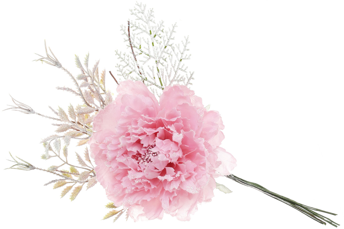 Декоративна штучна квітка Півонія, 18 см, колір - рожевий