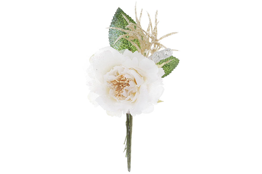 Декоративна штучна квітка Троянда 11см, колір - кремовий