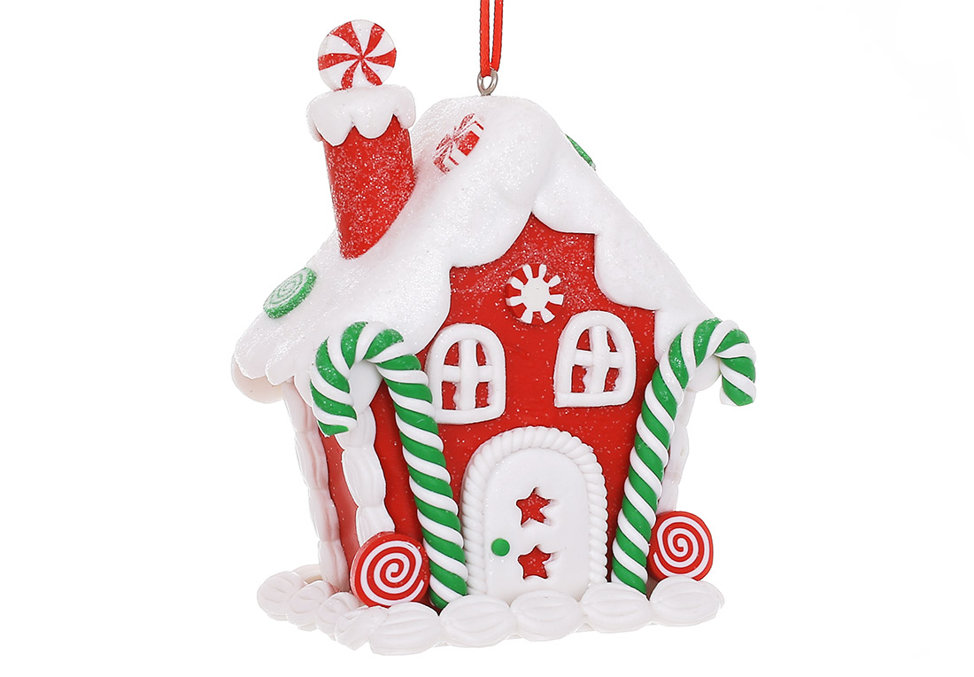 Декоративна підвіска з гліттером Карамельний будиночок, 8*5*9см