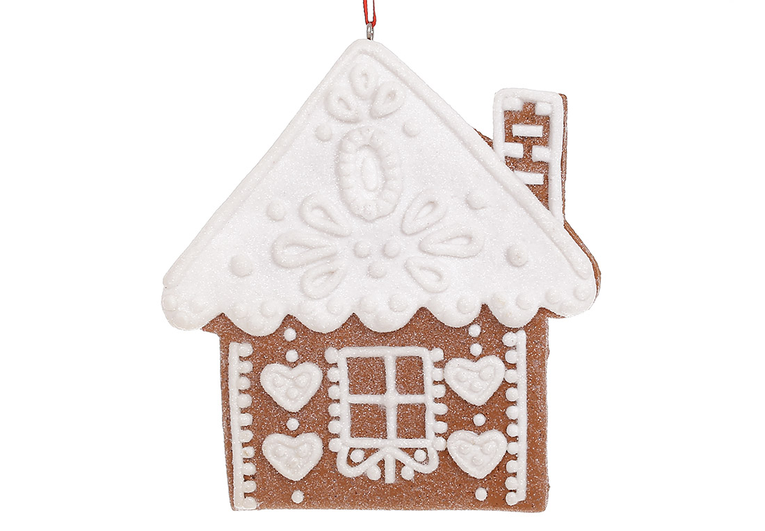 Декоративна підвіска з гліттером Пряниковий будиночок, 10*11.5*1см