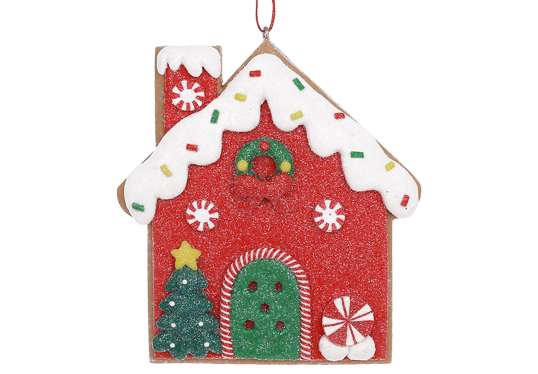Декоративна підвіска з глітером Пряниковий Будиночок, 9.5*1.5*11см