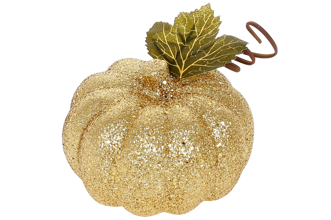 Декор Гарбуз, 10см, колір - золотий гліттер