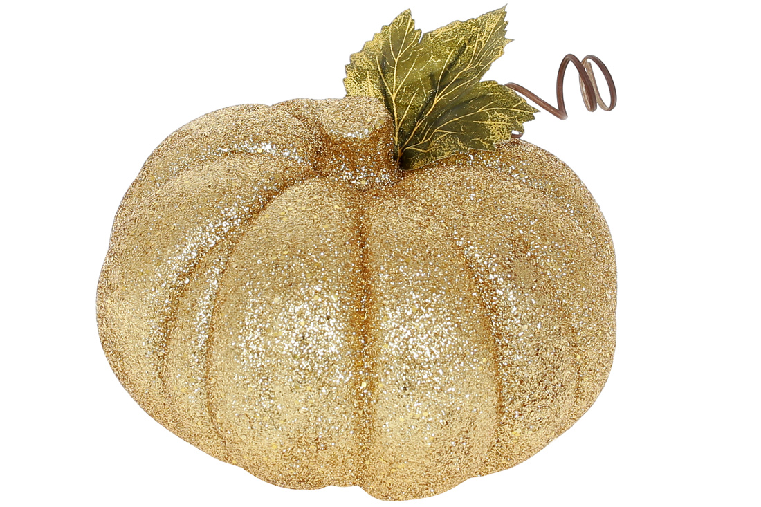 Декор Гарбуз, 17.5см, колір - золотий гліттер