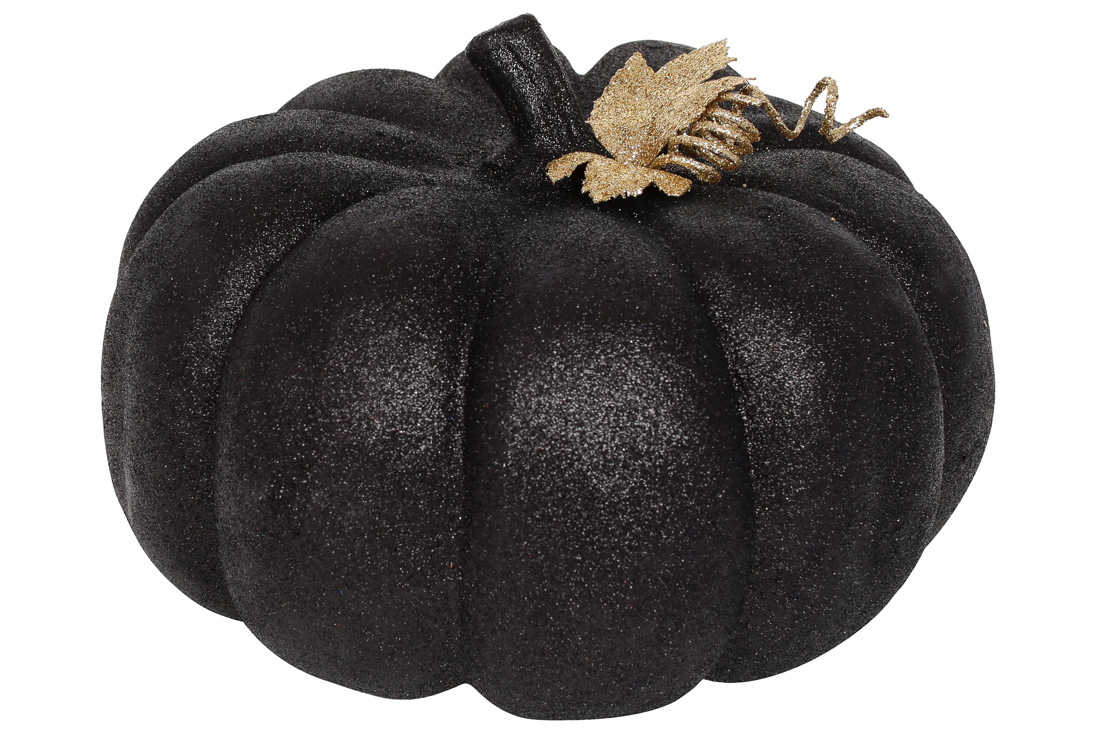 Декор Гарбуз, 30см, колір - чорний гліттер