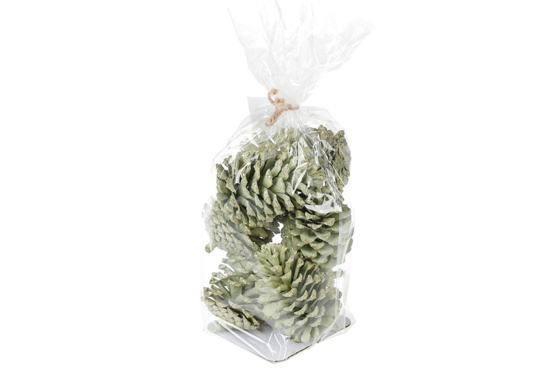 Набір шишок для декору, колір - зелений