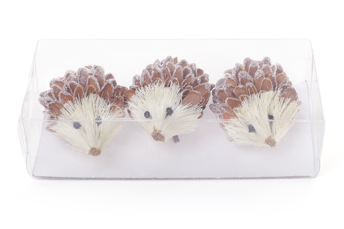 Набір новорічних фігурок (3шт) Їжачок на кліпсі