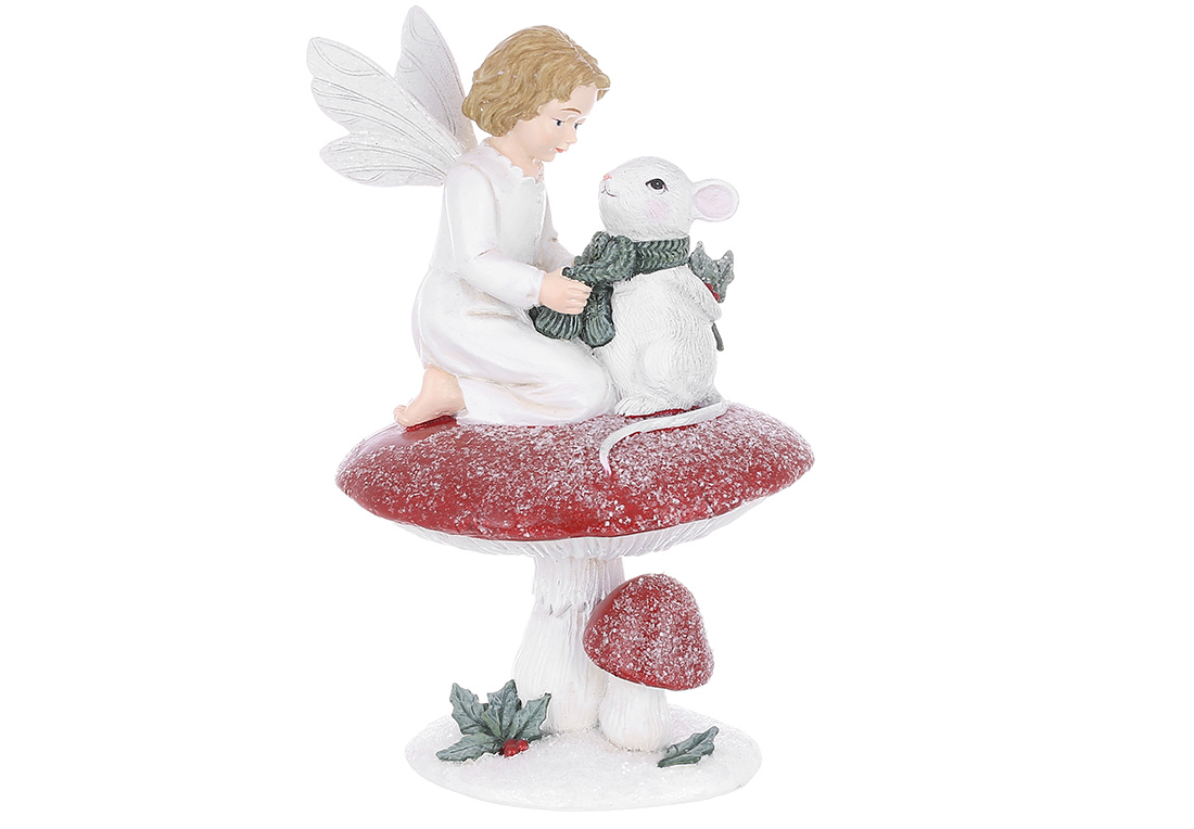 Декоративна фігура Фея з мишкою на грибочку, 20.8см