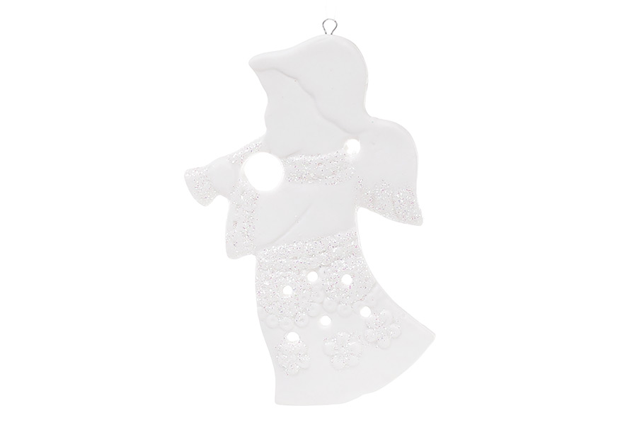 Ялинкова прикраса Янгол 10.2см, колір - матовий білий