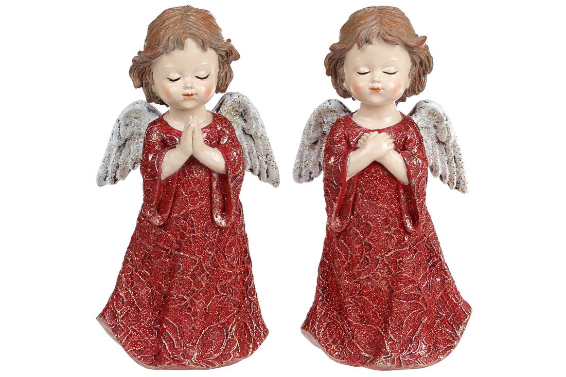 Декоративна статуетка Янголятко, 16.5см, 2 дизайни, колір - бордо