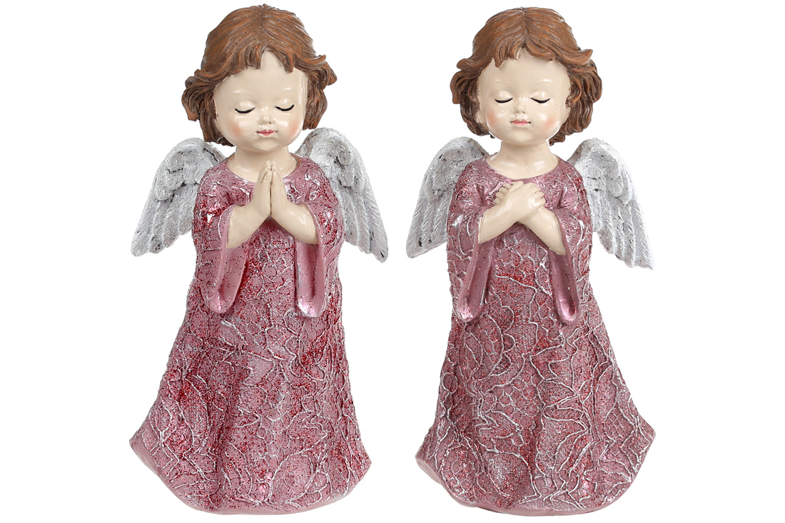 Декоративна статуетка Янголятко, 16.5см, 2 дизайни, колір - пурпурний