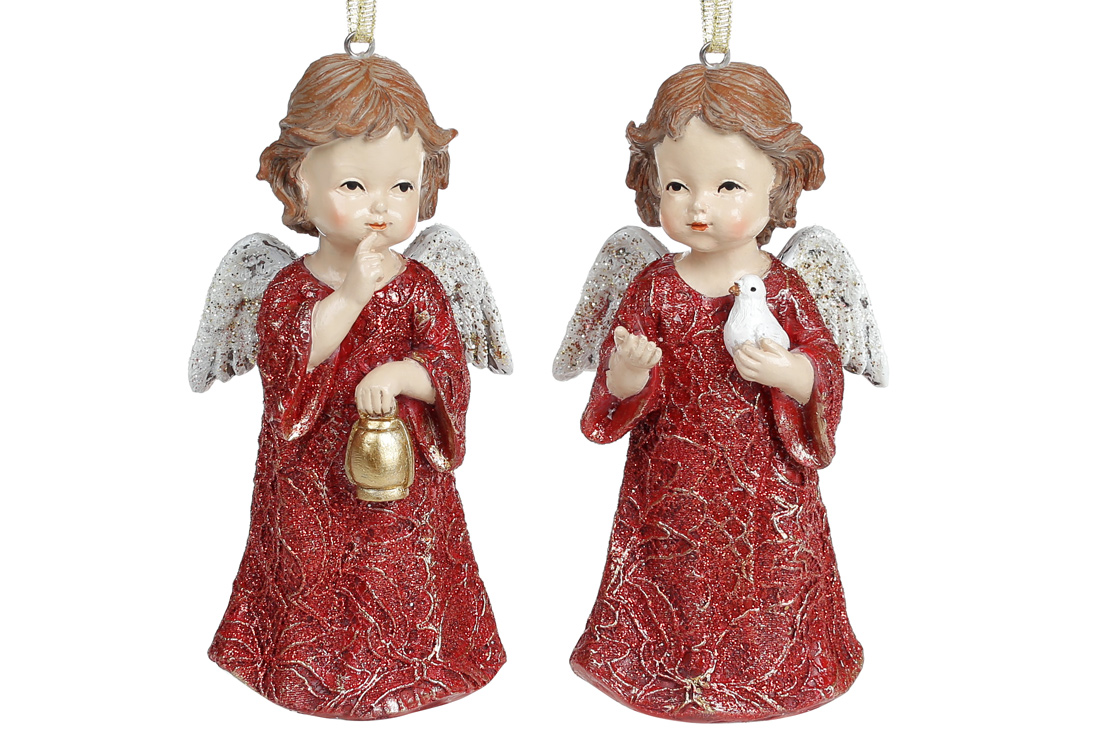 Декоративна підвісна фігурка Янгол, 13см, 2 дизайни, колір - бордо