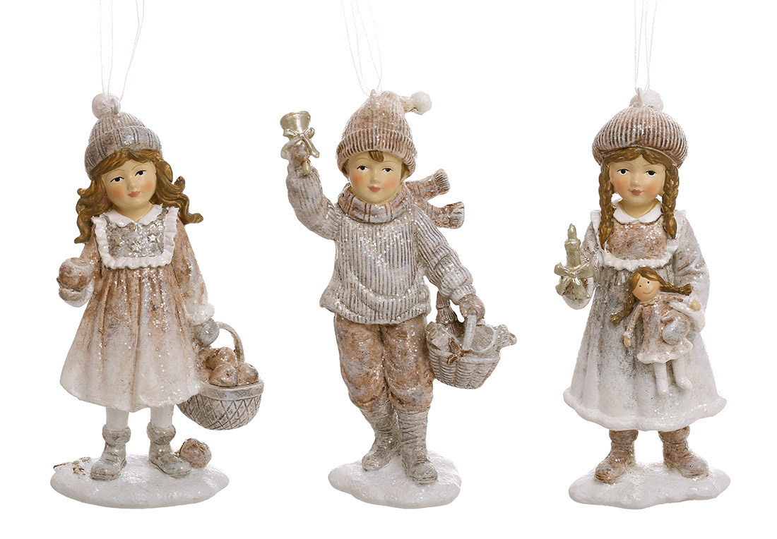 Декоративна підвіска Дітки 13см, 3 дизайни, колір світло-коричневий із сірим