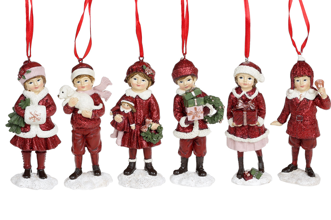 Декоративна підвісна фігурка Дітки, 6 дизайнів, 11.5см, 6 дизайнів, колір - бордо з рожевим