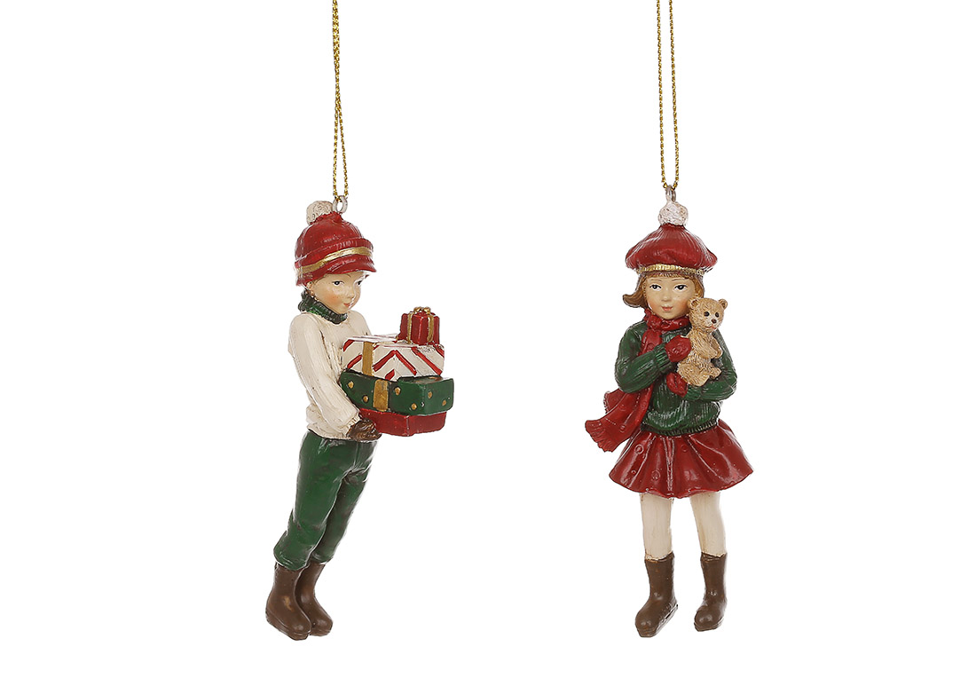 Декоративна підвіска Дітки, 10см, 2 дизайни, колір - червоний із зеленим