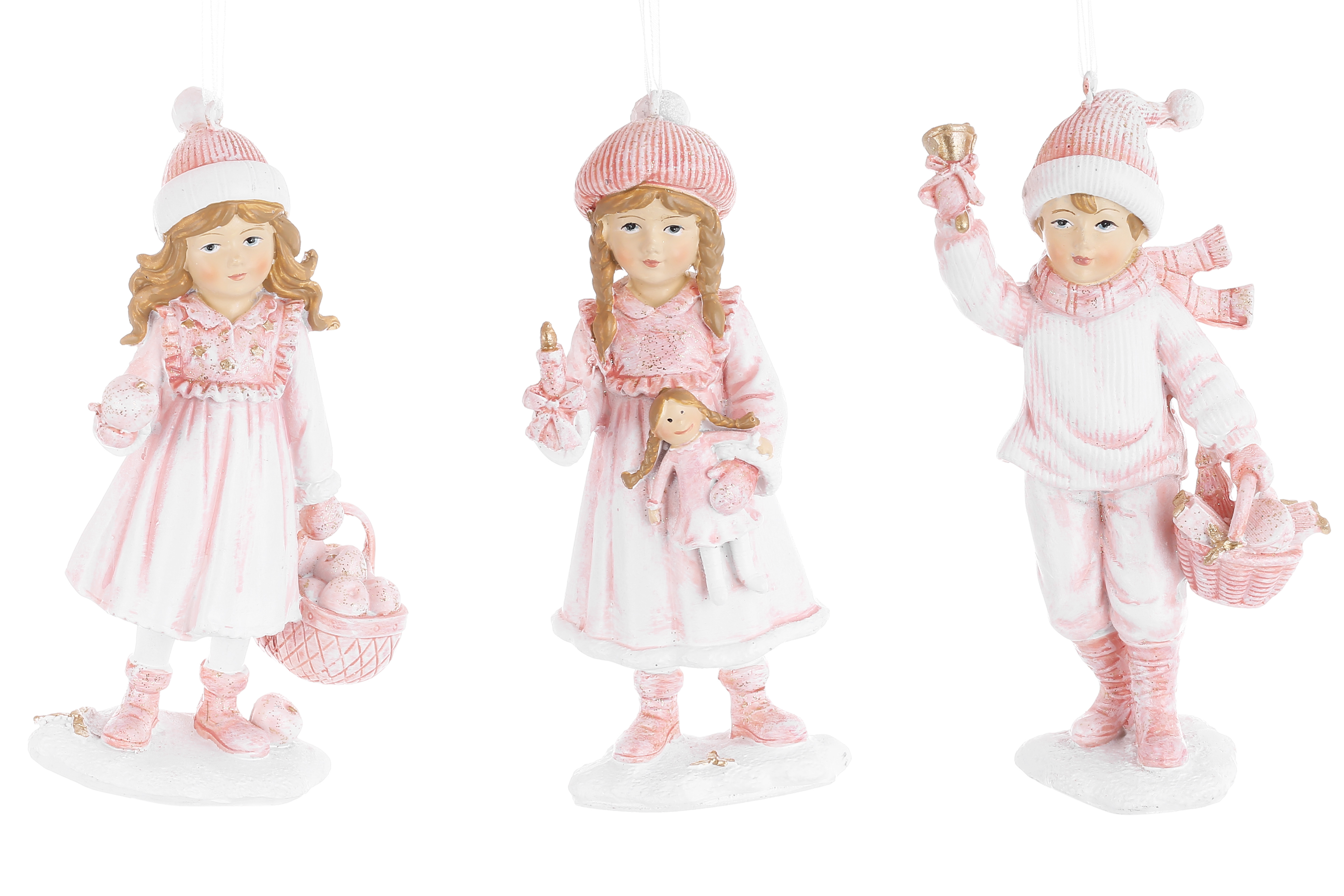 Декоративна підвісна фігурка Дітки, 13см, 3 дизайни, колір - рожевий