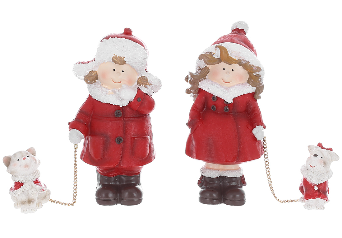 Статуетка Дітки з тваринами, 2 дизайни 5.5х11.5см, колір - червоний