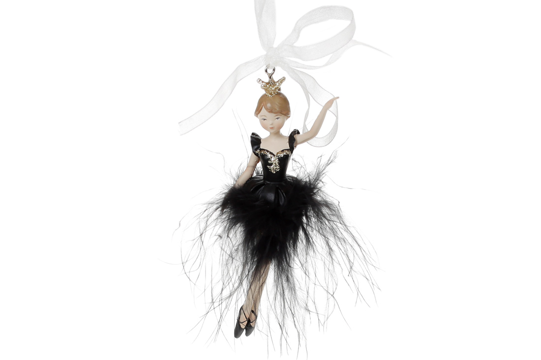 Декоративна підвісна фігурка Балерина, 11.5см, колір - чорний