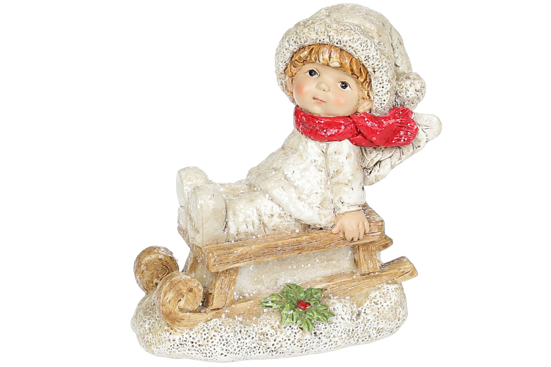 Декоративна фігурка Янголятко на санчатах, 10,5см