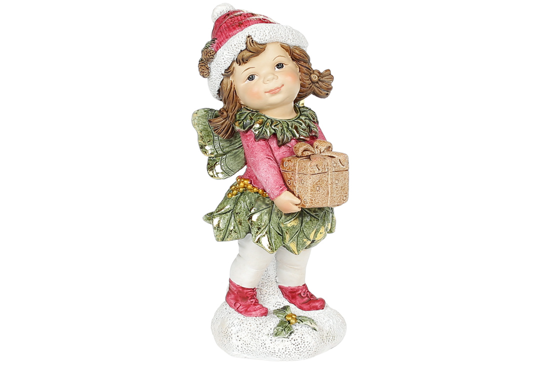 Декоративна фігурка Малятко Ельф в зеленому, 14см