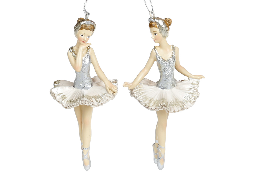 Декоративна підвісна фігурка Балерина, 11см, 2 дизайни, колір - шампань