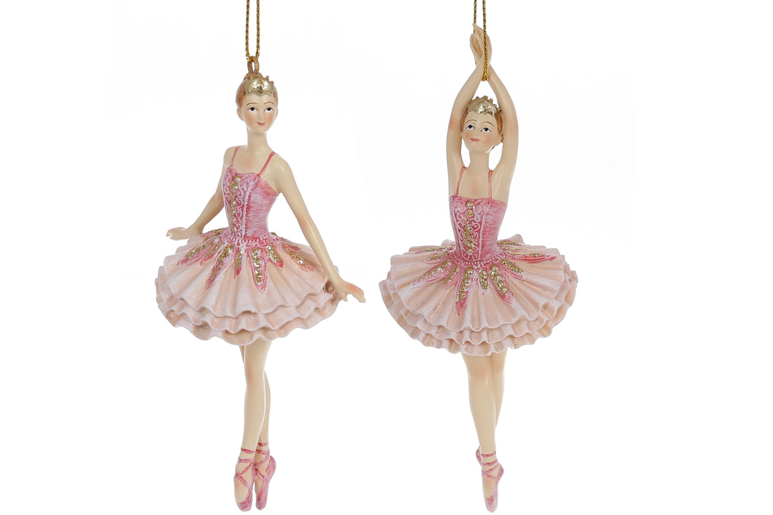 Декоративна підвісна фігурка Балерина, 14.5см, 2 дизайни, колір - рожевий