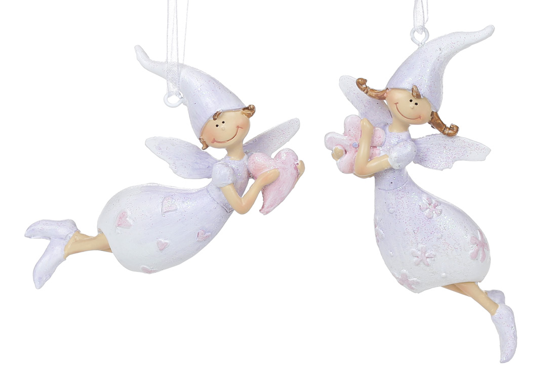 Декоративна підвісна фігурка Ельф 6.5см, колір - ліловий, 2 дизайни