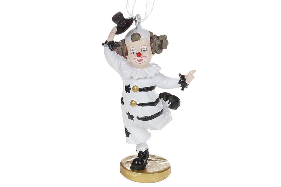 Декоративна підвіска Клоун 7.5см, колір - білий з чорним