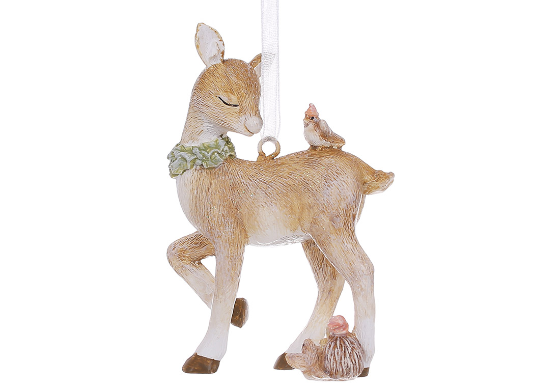 Декоративна підвіска Оленя з пташками та їжачком, 6*2.5*8.5см