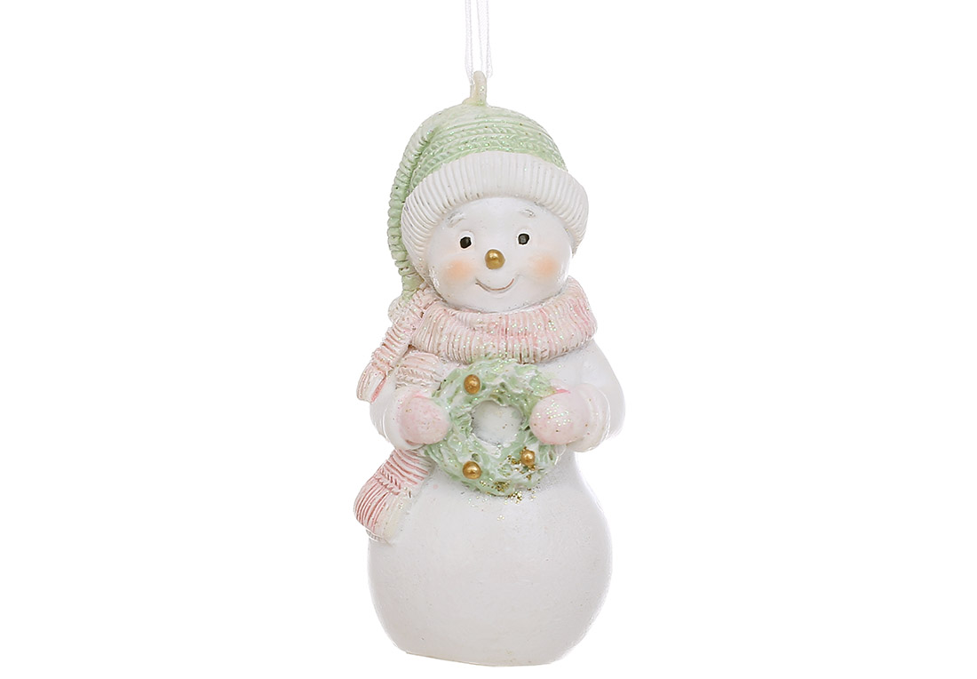 Декоративна підвіска Сніговик з вінком 4*3*8см