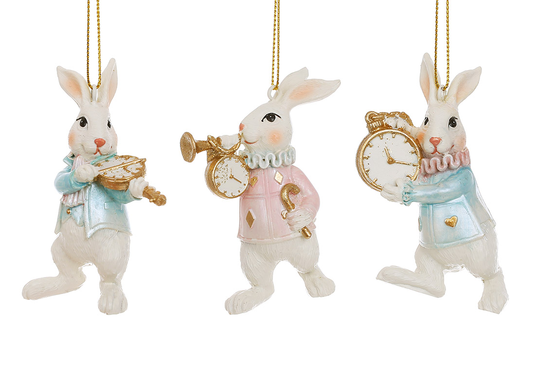 Декоративна підвіска Кролик з годинником 8.5см, 3 дизайни