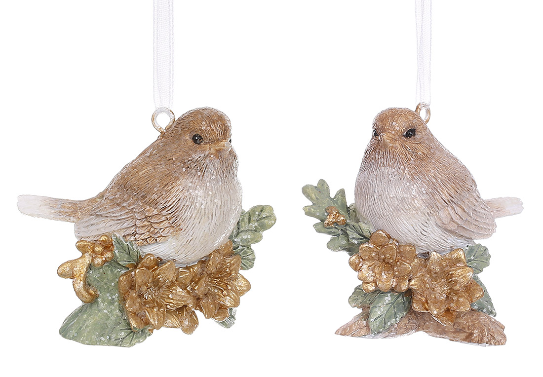 Декоративна підвіска Пташка в квітах 5.5см, 2 дизайни