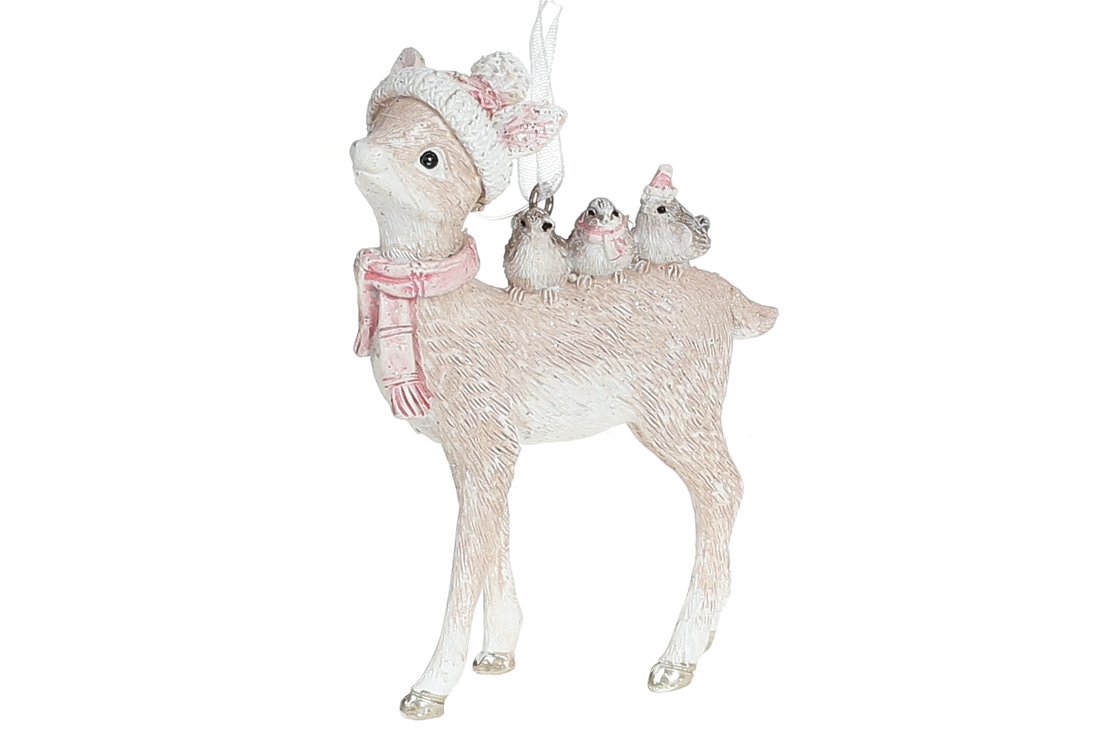 Декоративна підвісна фігурка Лісові друзі, 9см, колір - бежево-рожевий