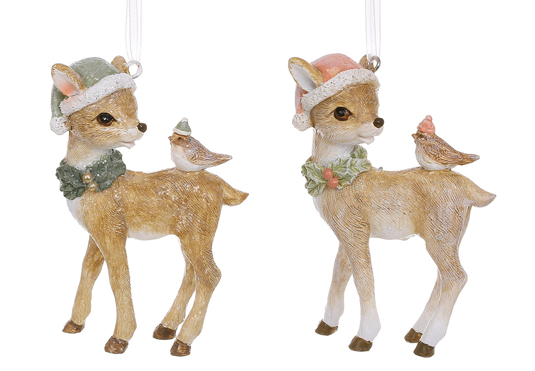 Декоративна підвіска Оленя з пташкою, 6.5*3*9см, 2 дизайни