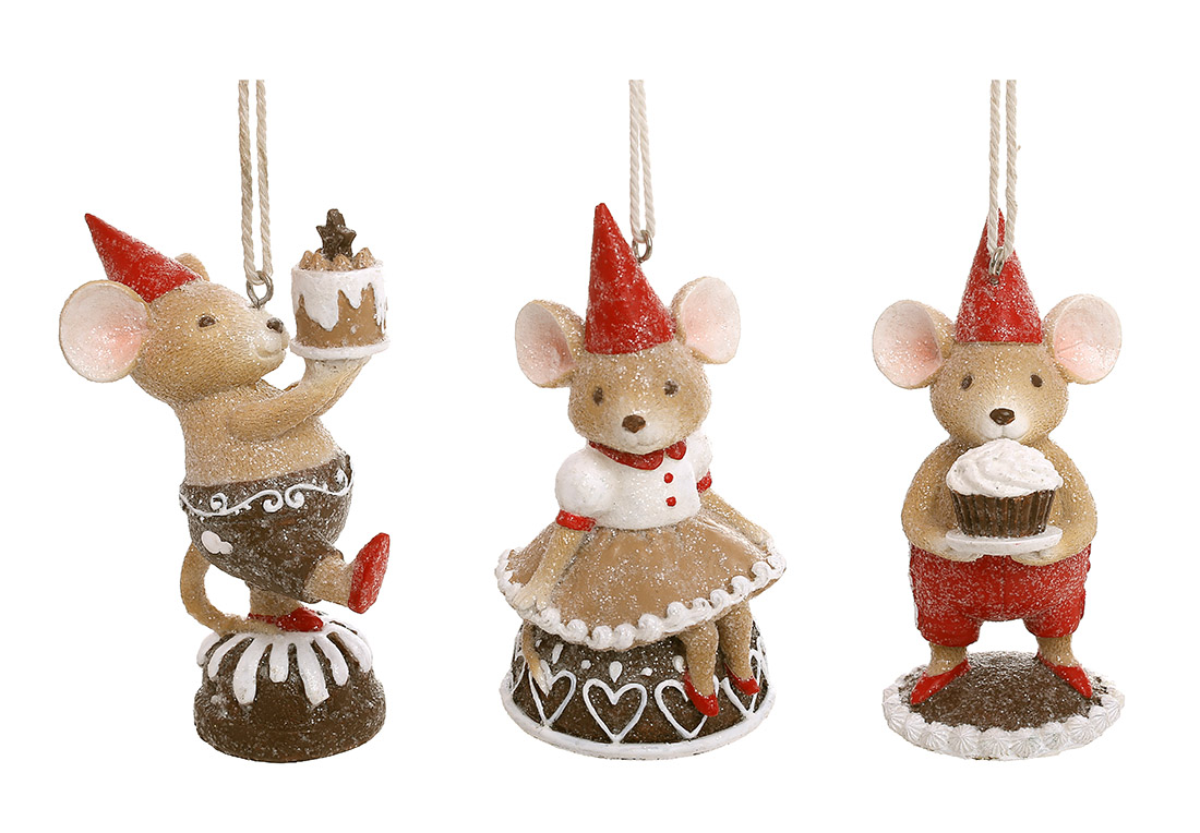 Декоративна підвіска Мишка 11см, 3 види, колір - коричневий