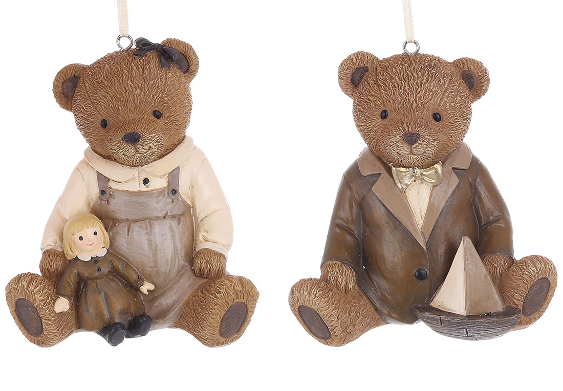 Декоративна підвіска Ведмедик 11см, 2 дизайну, колір - коричневий
