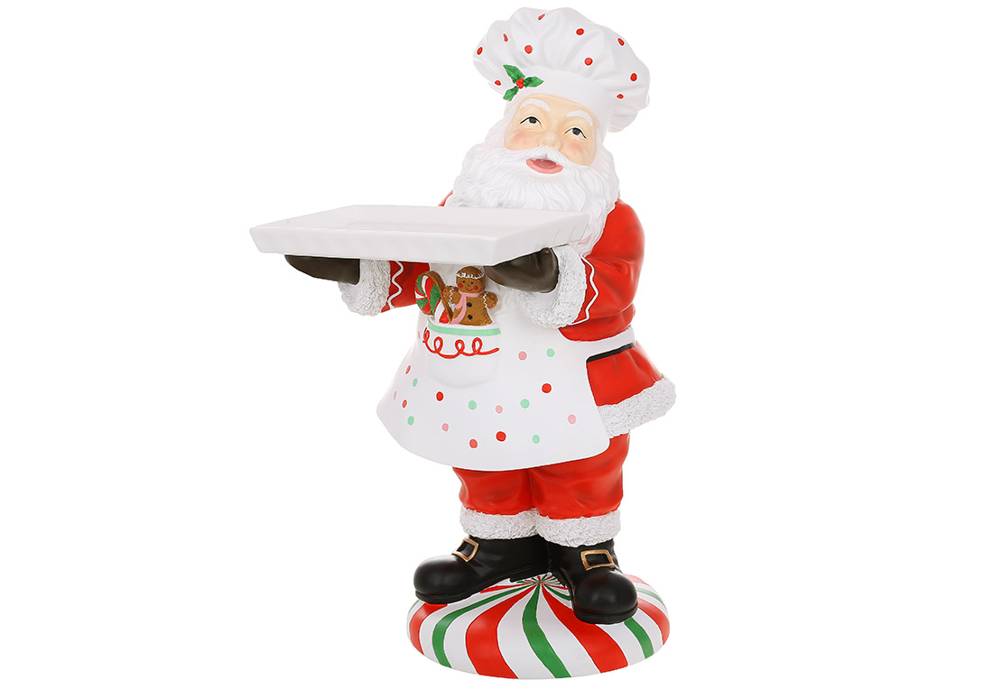 Декоративна фігура Санта - Кухар з підставкою 65.5см, колір - червоний з білим