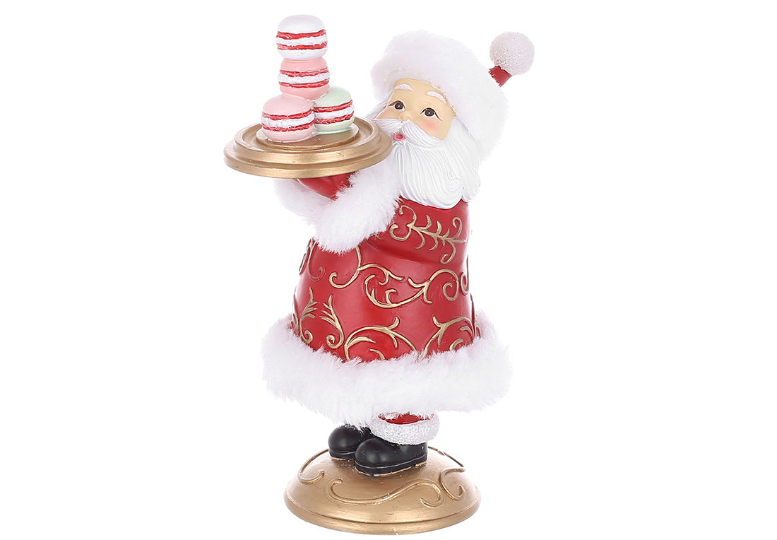 Декоративна фігурка Санта з макарунсами 10.8*6.7*15.5см, колір - червоний