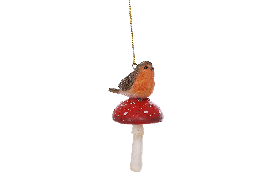 Декоративна підвіска Пташка на грибочку 4*4*8см