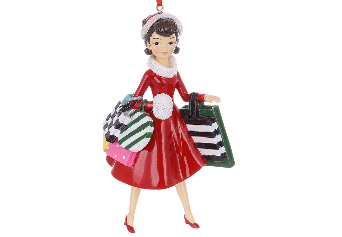 Декоративна підвісна фігурка Різдвяний шопінг, 8.8*6*14.7см