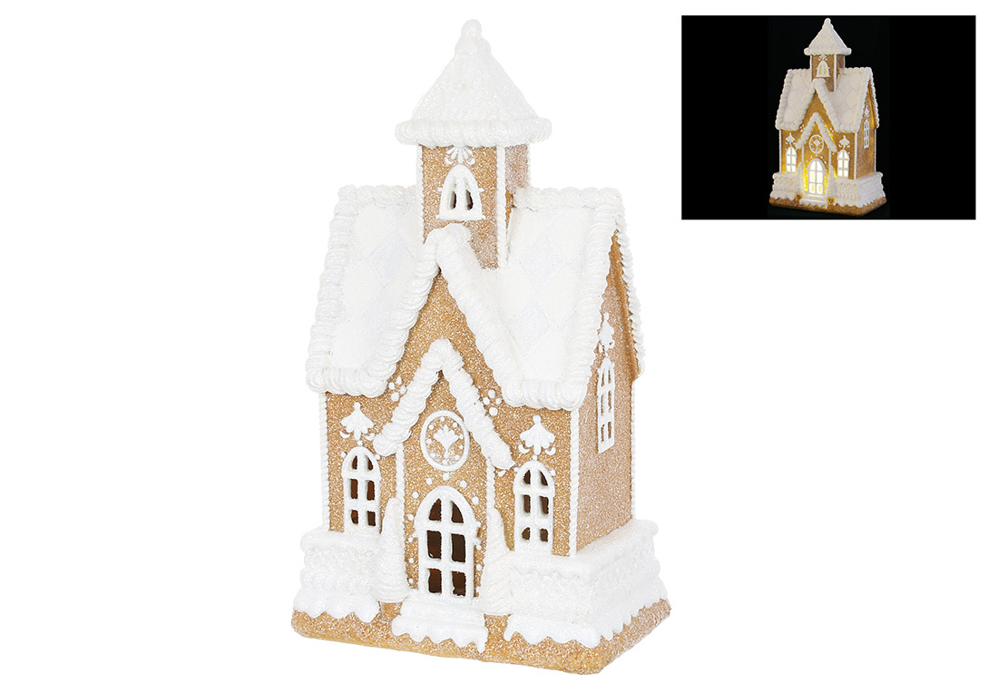 Декоративна фігура з LED підсвічуванням Пряничний будиночок з глітером 18*10.5*32.5см