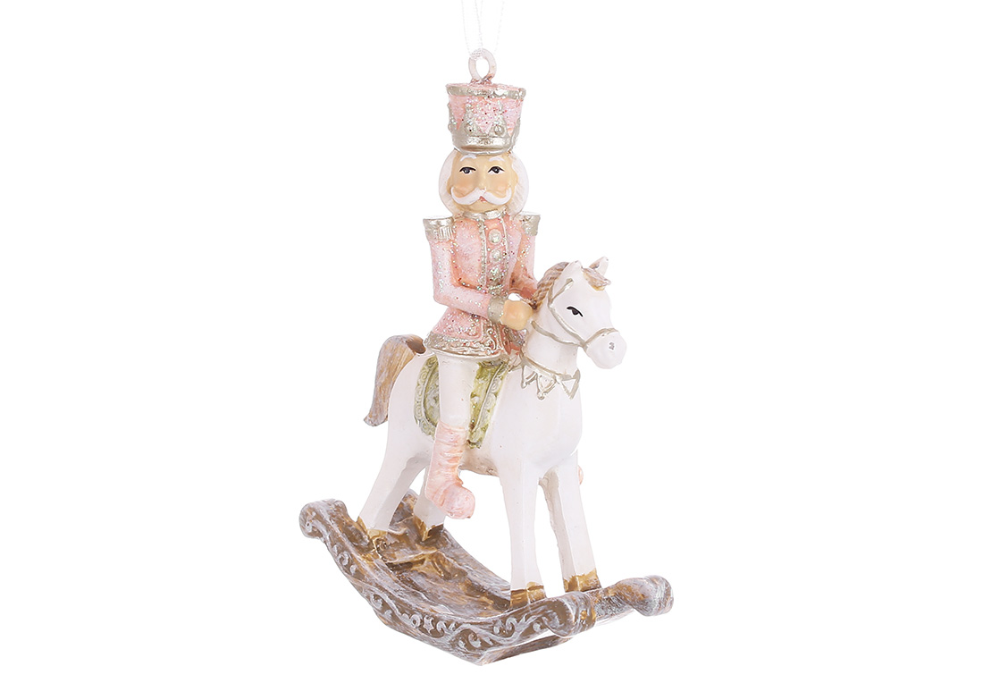 Декоративна підвіска Солдатик на коні 6.5*3*9.5см, колір - рожевий