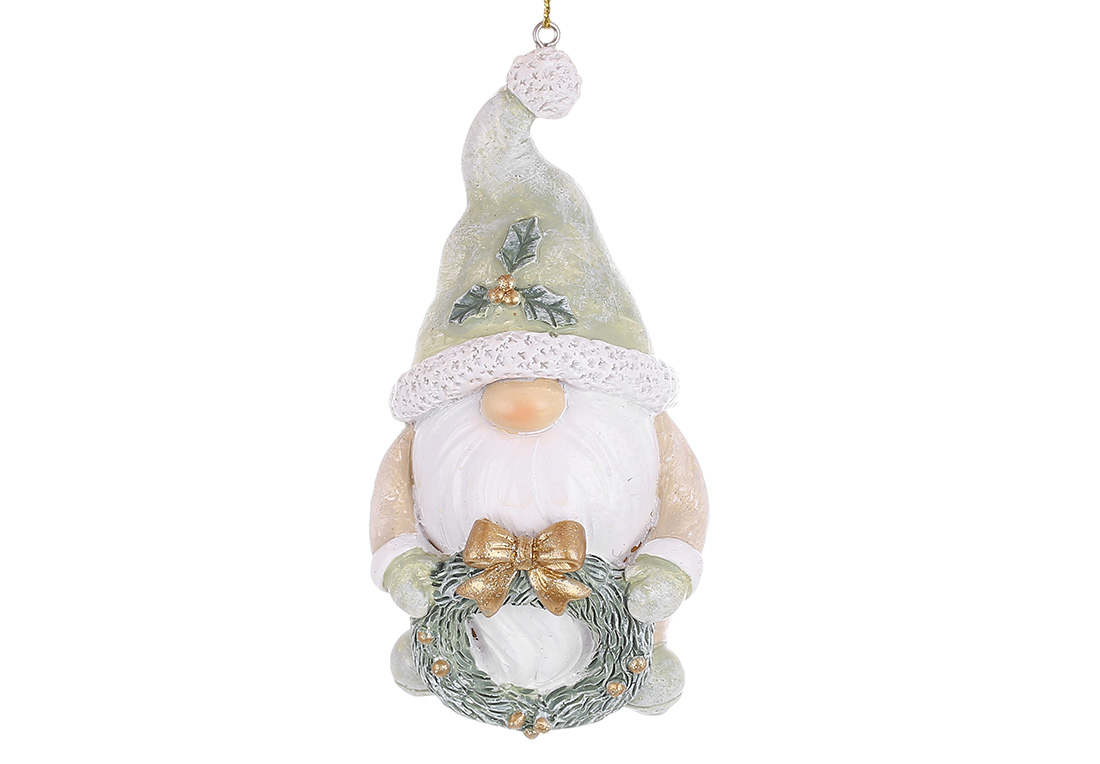 Декоративна підвіска Гномік 6*6*11см, колір - зелений з коричневим