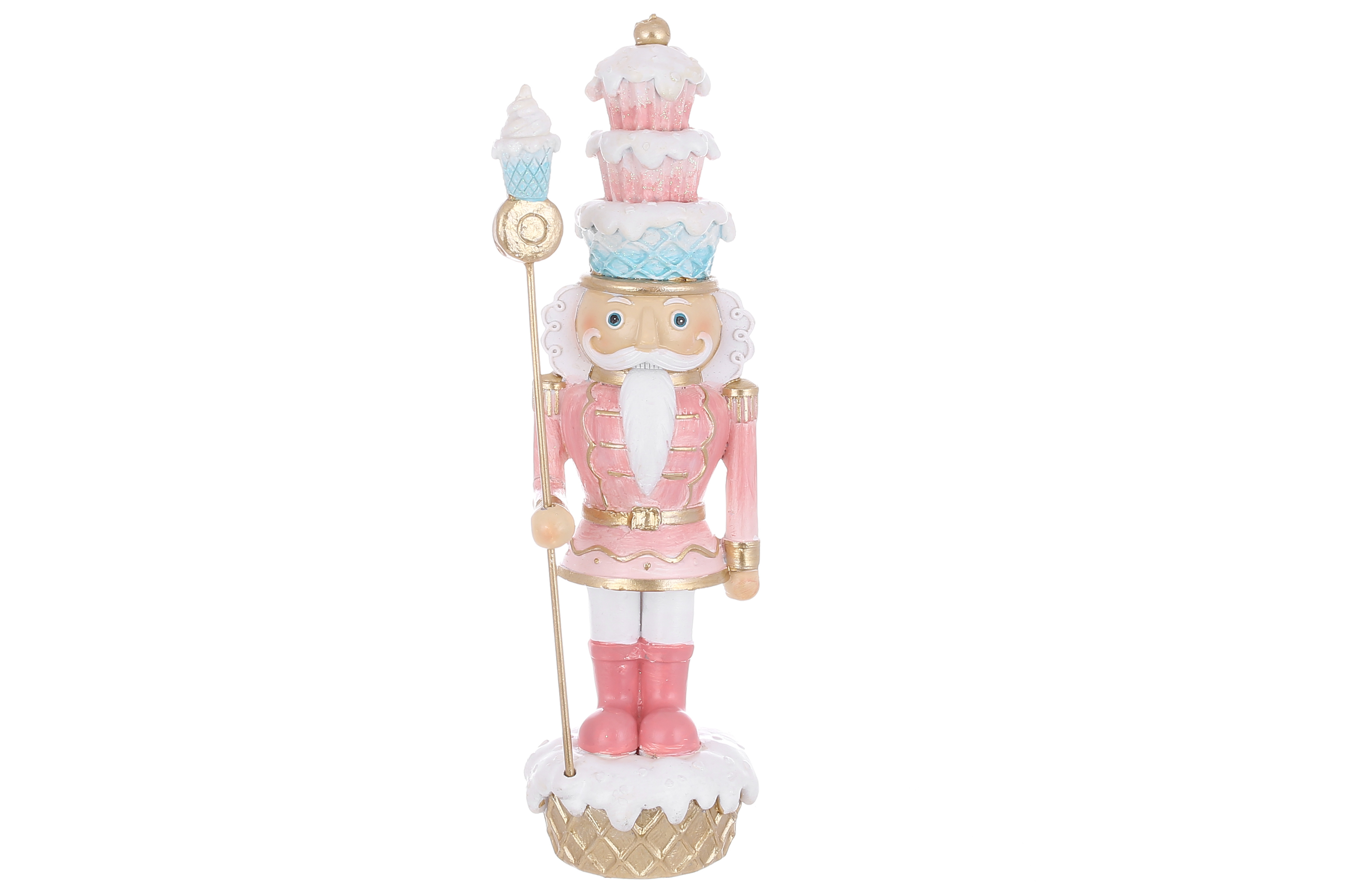 Декоративна фігура Лускунчик з тістечками 6.5*23.5см, колір - рожевий з блакитним