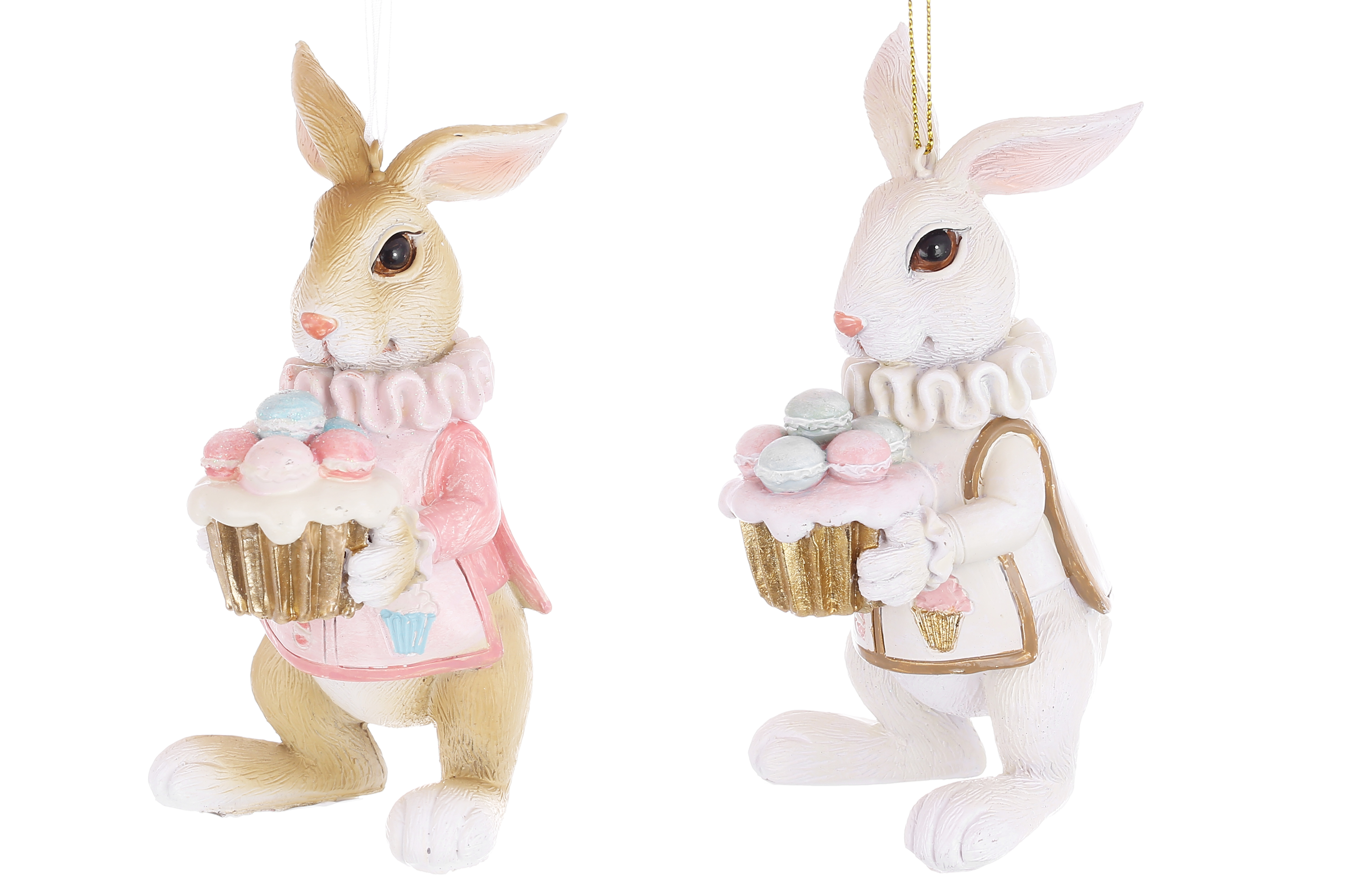Декоративна підвіска Кролик з макарунсами 8*7*13.5см, 2 дизайни, колір - білий та коричневий