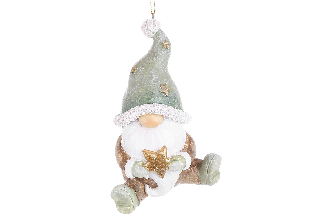 Декоративна підвіска Гномік 8*6.5*11см, колір - зелений з коричневим