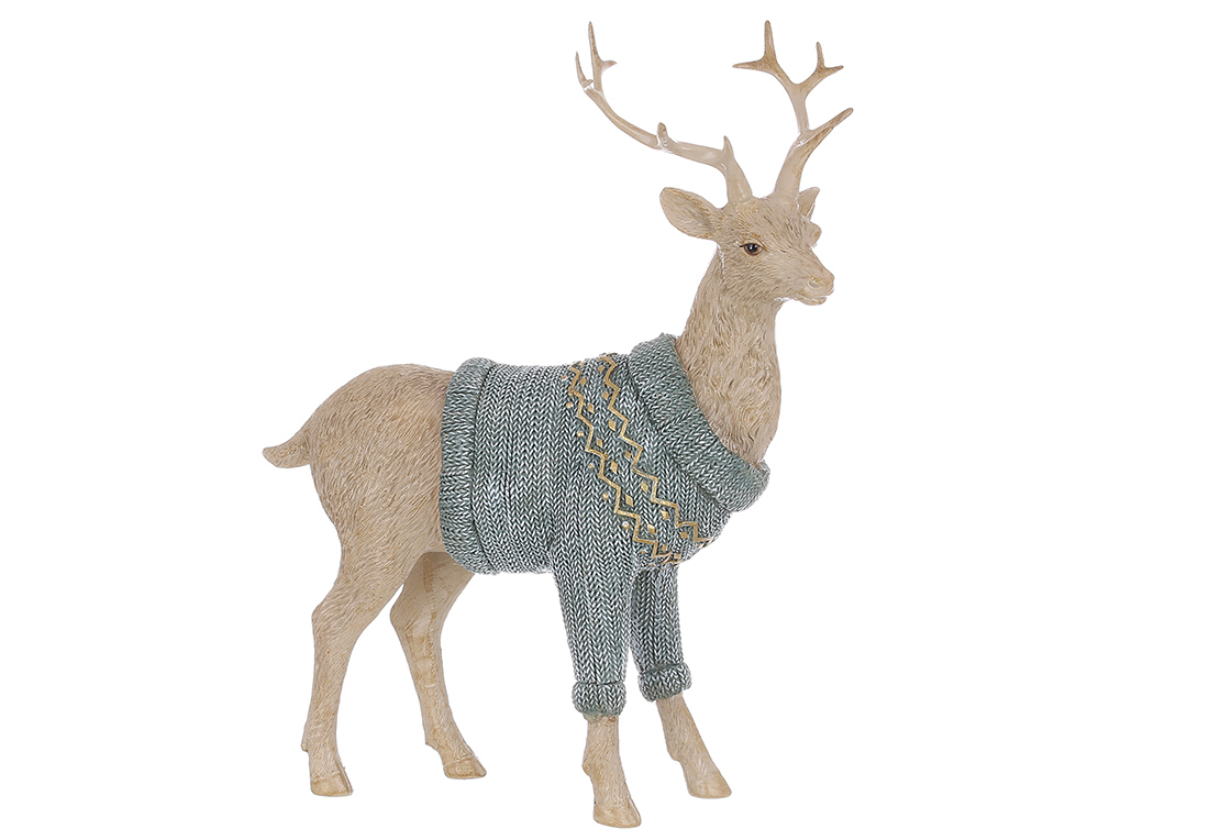 Декоративна фігура Олень у светрі 20*8*25.5см, колір - коричневий із зеленим